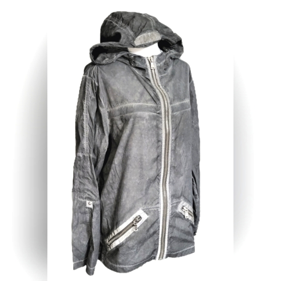 Anorak lightweight gray wash, hooded, zippered jacket with pockets. Sz Med $128 - Picture 2 of 10